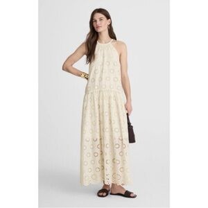 NWT Madewell Embroidered Drop Waist Dress Size Medium